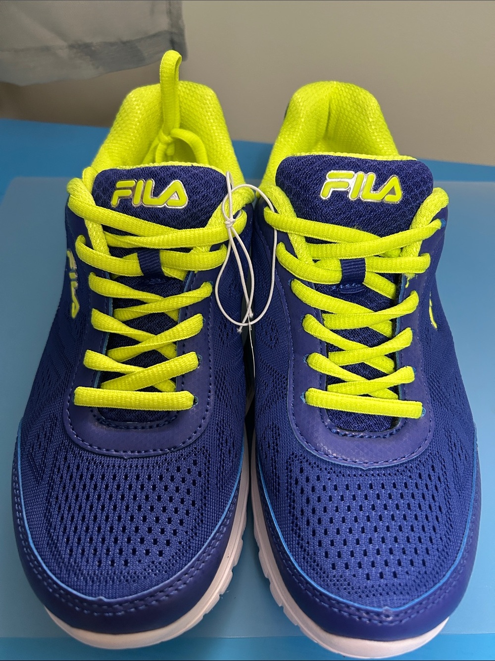 Fila womens Athletic Sneakers - Navy & Neon Yellow